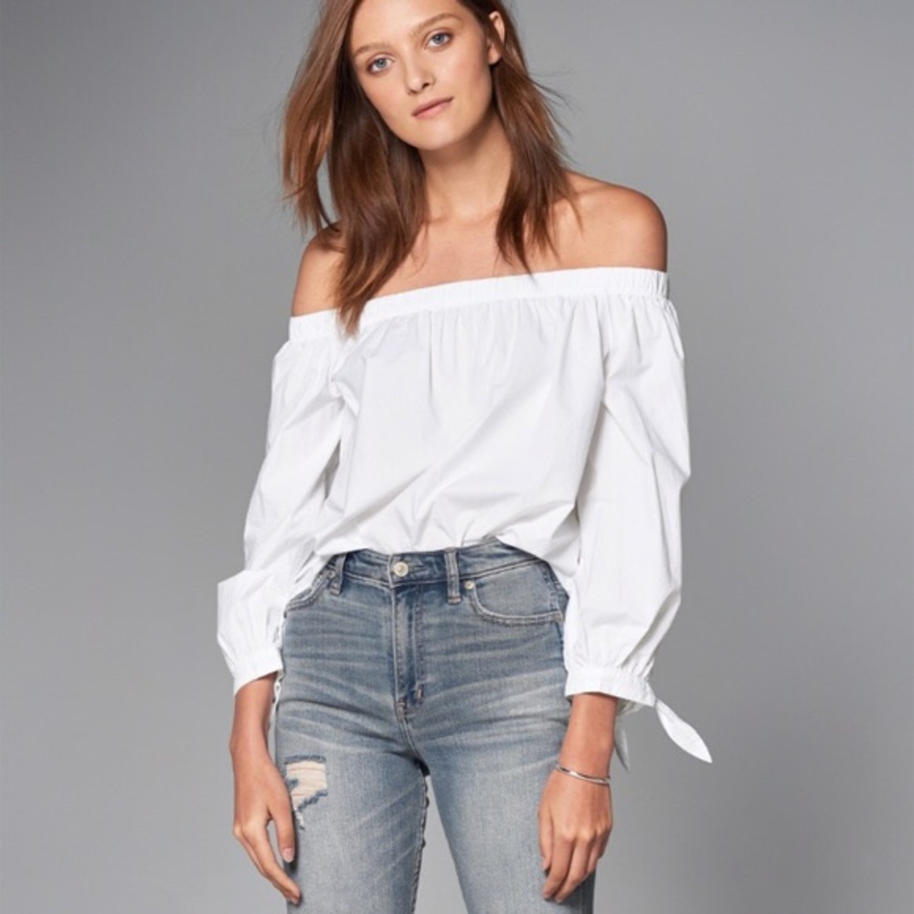 a&f off shoulder white top